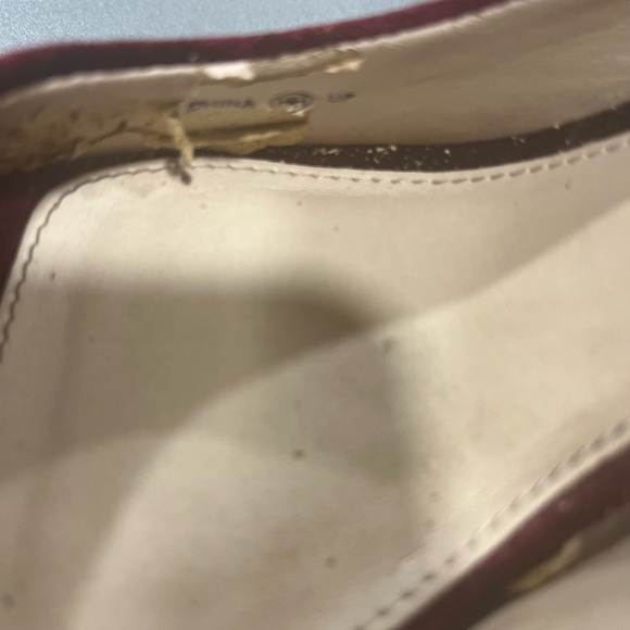 Nina New York Red Maroon Velvet Peep Toe Jeweled High Heel Pump Size 7M Formal - Picture 11 of 13